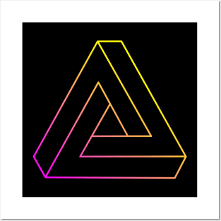 Impossible triangle with magenta to yellow gradient edge Posters and Art